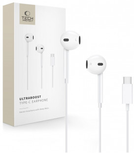 Baltos Type-C ausinės "Tech-Protect Ultraboost Earphone Core"