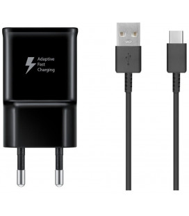 Originalus juodas Samsung 15W 1xUSB-A pakrovėjas + USB-A - USB-C 150cm laidas "EP-TA200EBE + EP-DG970BBE"