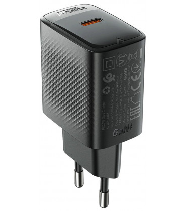 Juodas 1xUSB-C 25W GaN PD SFC pakrovėjas "Acefast A104"