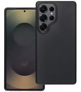 Juodas dėklas Samsung Galaxy S25 Ultra telefonui "Carbon Elite Mag Cover"