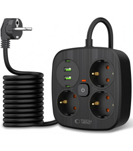 Juodas 3x lizdai + 2xUSB + 2xUSB-C prailgintuvas "Tech-Protect PCS3X4 Power Strip"