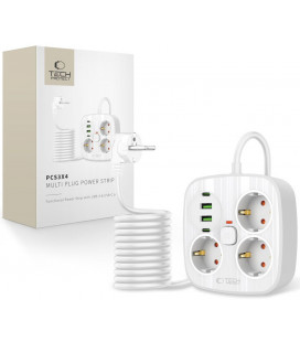 Baltas 3x lizdai + 2xUSB + 2xUSB-C prailgintuvas "Tech-Protect PCS3X4 Power Strip"