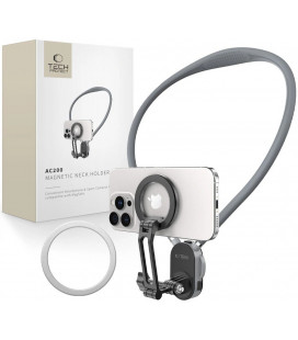Juodas telefono laikiklis ant kaklo GoPro ir DJI kameroms "Tech-Protect AC200 Magnetic Magsafe Neck"