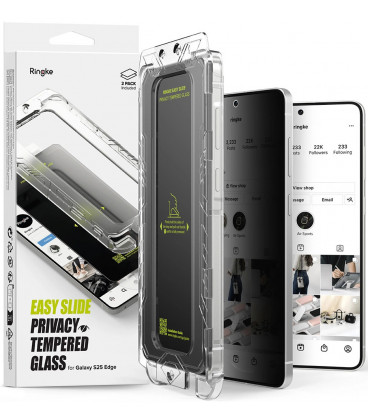 (Privacy) apsauginis grūdintas stiklas Samsung Galaxy S25 Edge telefonui "Ringke Easy Slide 2-Pack"