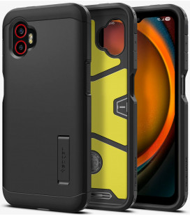 Juodas dėklas Samsung Galaxy Xcover 7 Pro telefonui "Spigen Tough Armor"