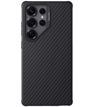 Juodas dėklas Samsung Galaxy S25 Ultra telefonui "Nillkin Synthetic Fiber PRO Magnetic Hard"