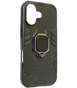 Juodas dėklas Apple iPhone 16 telefonui "Ring Armor"
