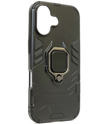 Juodas dėklas Apple iPhone 16 telefonui "Ring Armor"