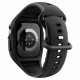 Matinė juoda apyrankė - dėklas Apple Watch 10 (46mm) laikrodžiui "Spigen Liquid Air Pro"