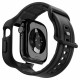 Matinė juoda apyrankė - dėklas Apple Watch 10 (42mm) laikrodžiui "Spigen Vault Pro"