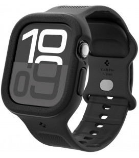 Matinė juoda apyrankė - dėklas Apple Watch 10 (42mm) laikrodžiui "Spigen Vault Pro"