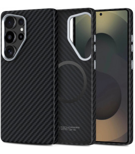 Juodas / sidabrinės spalvos dėklas Samsung Galaxy S25 Ultra telefonui "Tech-Protect ION Carbon Magsafe"