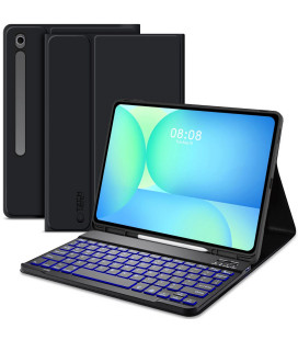 Juodas atverčiamas dėklas + klaviatūra Samsung Galaxy Tab S10 FE+ PLUS 13.1 X620 / X626B planšetei "Tech-Protect SC + Keyboard"