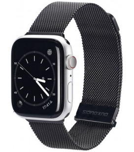 Juoda apyrankė Apple Watch SE / 8 / 7 / 6 / 5 / 4 / 3 / 2 / 1 (38 / 40 / 41 / 42 mm) laikrodžiams "Dux Ducis Milanese"