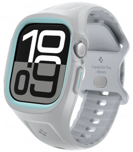 Pilka apyrankė - dėklas Apple Watch 10 (46mm) laikrodžiui "Spigen Liquid Air Pro"