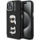 Juodas dėklas Apple iPhone 15 telefonui "Karl Lagerfeld Grained PU K&CH Heads Case"