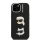 Juodas dėklas Apple iPhone 15 telefonui "Karl Lagerfeld Grained PU K&CH Heads Case"