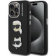 Juodas dėklas Apple iPhone 15 Pro telefonui "Karl Lagerfeld Grained PU K&CH Heads Case"