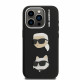 Juodas dėklas Apple iPhone 15 Pro telefonui "Karl Lagerfeld Grained PU K&CH Heads Case"