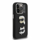 Juodas dėklas Apple iPhone 15 Pro telefonui "Karl Lagerfeld Grained PU K&CH Heads Case"