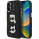 Juodas dėklas Apple iPhone 16 telefonui "Karl Lagerfeld Grained PU K&CH Heads Case"