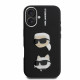 Juodas dėklas Apple iPhone 16 telefonui "Karl Lagerfeld Grained PU K&CH Heads Case"