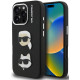 Juodas dėklas Apple iPhone 16 Pro telefonui "Karl Lagerfeld Grained PU K&CH Heads Case"