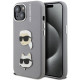 Pilkas dėklas Apple iPhone 15 telefonui "Karl Lagerfeld Grained PU K&CH Heads Case"