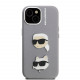 Pilkas dėklas Apple iPhone 15 telefonui "Karl Lagerfeld Grained PU K&CH Heads Case"