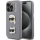 Pilkas dėklas Apple iPhone 15 Pro telefonui "Karl Lagerfeld Grained PU K&CH Heads Case"