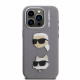 Pilkas dėklas Apple iPhone 15 Pro telefonui "Karl Lagerfeld Grained PU K&CH Heads Case"