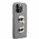Pilkas dėklas Apple iPhone 15 Pro telefonui "Karl Lagerfeld Grained PU K&CH Heads Case"