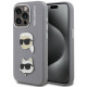 Pilkas dėklas Apple iPhone 15 Pro Max telefonui "Karl Lagerfeld Grained PU K&CH Heads Case"