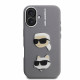 Pilkas dėklas Apple iPhone 16 telefonui "Karl Lagerfeld Grained PU K&CH Heads Case"