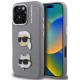 Pilkas dėklas Apple iPhone 16 Pro telefonui "Karl Lagerfeld Grained PU K&CH Heads Case"