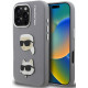 Pilkas dėklas Apple iPhone 16 Pro Max telefonui "Karl Lagerfeld Grained PU K&CH Heads Case"