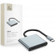 Pilkas adapteris - šakotuvas Type-C + USB2.0 + 2 x HDMI 4K 60HZ "Tech-Protect HB08 Hub 4in1"