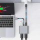 Pilkas adapteris - šakotuvas Type-C + USB2.0 + 2 x HDMI 4K 60HZ "Tech-Protect HB08 Hub 4in1"