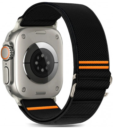 Juoda apyrankė Apple Watch 6 / 7 / 8 / 9 / 10 / SE / Ultra 1 / 2 ( 44 / 45 / 46 / 49 mm) "Teh-Protect Nylon Slip"