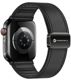 Juoda odinė apyrankė Apple Watch (44 / 45 / 46 / 49 mm) laikrodžiams "Forcell F-Design FA21"