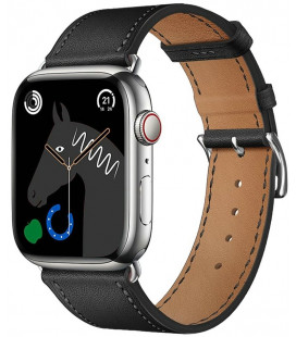 Juoda odinė apyrankė Apple Watch (44 / 45 / 46 / 49 mm) laikrodžiams "Forcell F-Design FA20"