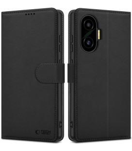 Juodas atverčiamas dėklas Xiaomi Poco F7 5G telefonui "Tech-Protect Wallet"