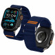Mėlyna apyrankė Apple Watch 6 / 7 / 8 / 9 / 10 / SE / Ultra 1 / 2 ( 44 / 45 / 46 / 49 mm) "Tech-Protect Nylon Slip"