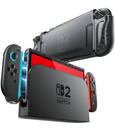 Matinis juodas dėklas Nintendo Switch 2 žaidimų kompiuteriui "Supcase Crystal Case"