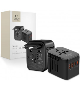 Juodas kelioninis adapteris EU / UK / US / AU "Tech-Protect TA200"