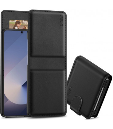 Juodas atverčiamas dėklas Samsung Galaxy Z Flip 7 telefonui "Tech-Protect Wallet"