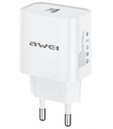 Baltas 20W 1xUSB-C pakrovėjas "Awei PD61-EU"