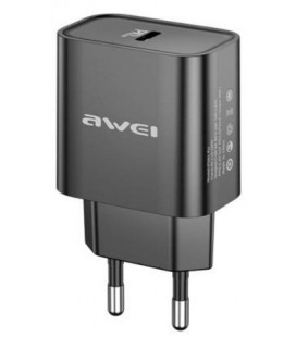 Juodas 20W 1xUSB-C pakrovėjas "Awei PD61-EU"
