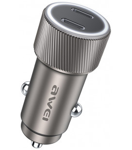 Juodas 2xUSB-C 33W automobilinis pakrovėjas "Awei C-858"