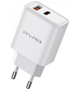 Baltas 22.5W 1xUSB-A + 1xUSB-C pakrovėjas "Awei PD81-EU"